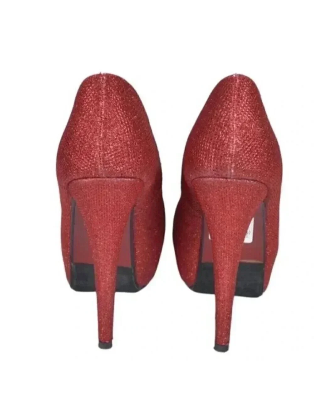 Brida Red Glitter Platform  Heels Stilettos Glitter Closed Toe Size 39 - Picture 9 of 12